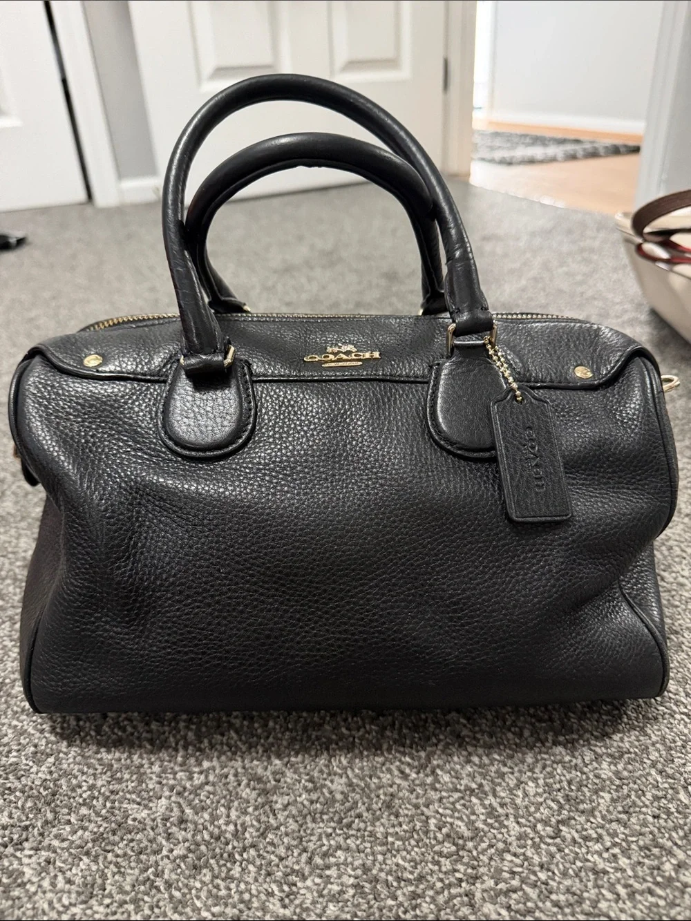 Coach Black Pebbled Leather Satchel with Gold Hardware